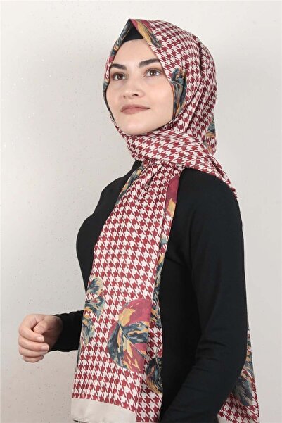 Eşarppark Gloria Soft Şal 2736-5 Kaz Ayağı Bordo