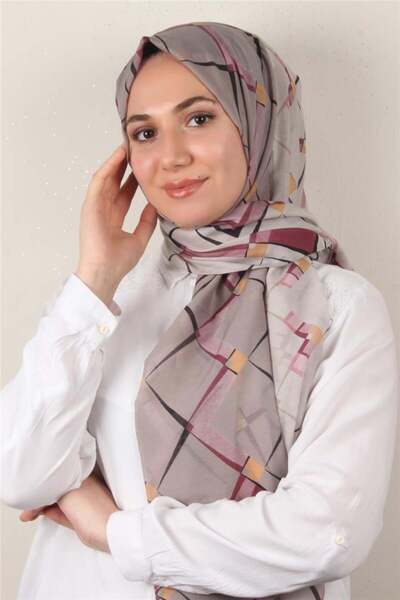 Eşarppark Cotton & Silk Şal 3640-7 Pembe-Gri