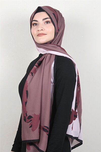 Cardion Medine Desenli Şal 2420-4 Gül Kurusu