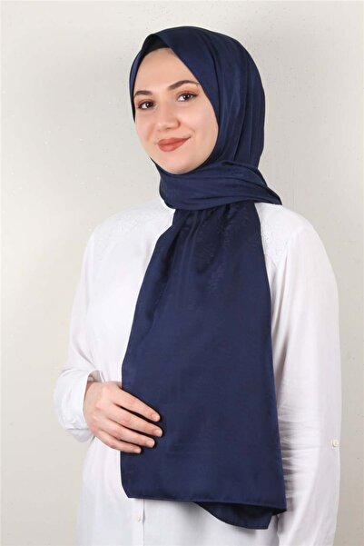 Eşarppark Jakarlı Ipeksi Şal 8085-21 Lacivert