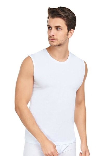 CNT قميص داخلي رجالي من الليكرا بياقة دائرية وأكمام