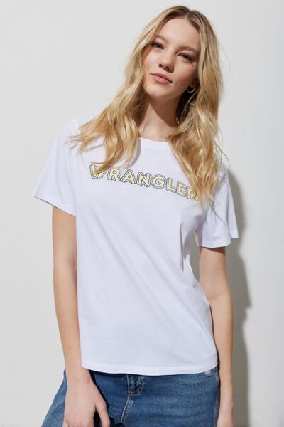WRANGLER Regular Fit Normal Kesim %100 Pamuk Bisiklet Yaka Beyaz Tişört