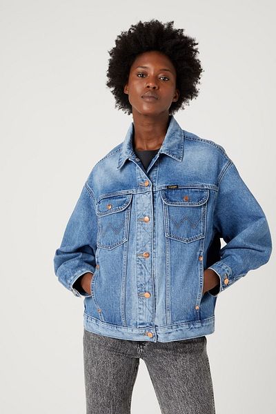WRANGLER Trucker Regular Fit Regular Cut 100% Baumwolle Blau Jean Jeans Jacke