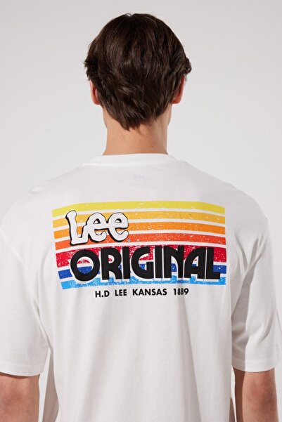 Lee Tricou alb catifelat, 100% bumbac, cu croiala relaxata