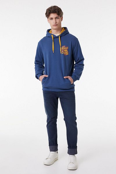 Lee Regular Fit Regular Cut Hooded Hooded Indigo Sweatshirt