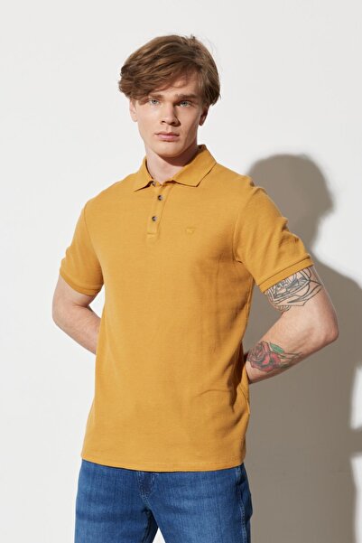 WRANGLER Regular Fit Normal Kesim %100 Pamuk Polo Yaka Hardal Tişört