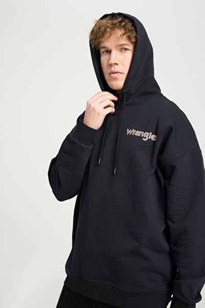 WRANGLER Regular Fit Normal Kesim %100 Pamuk Kapüşonlu Yaka Siyah Sweatshirt