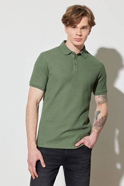 WRANGLER Regular Fit Normal Kesim %100 Pamuk Polo Yaka Haki Tişört