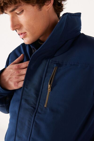 WRANGLER Regular Fit Regular Cut Hooded Navy Blue Parka