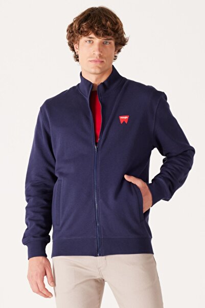 WRANGLER Regular Fit Normal Kesim %100 Pamuk Dik Yaka Fermuarlı Lacivert Swea...