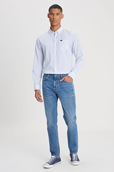 Lee Straight Fit Düz Kesim Yüksek Bel Dar Paça Austin Mavi Jean Kot Pantolon