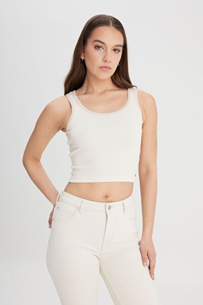 Lee Slim Fit Dar Kesim Ekru Tişört