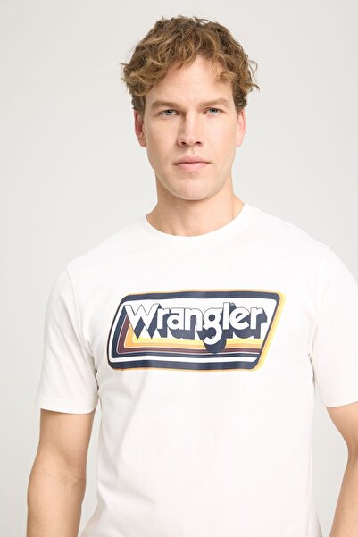 WRANGLER Регулярний крій, нормальний виріз, комір-стійка, 100% бавовна, екрю футболка