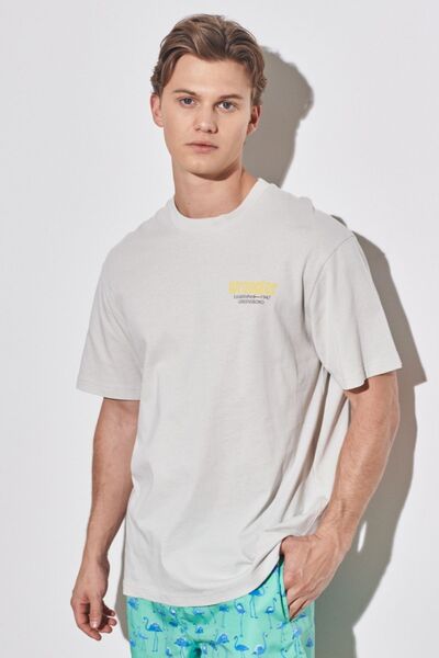 WRANGLER Loose Fit Rahat Kesim %100 Pamuk Bisiklet Yaka Ekru Tişört