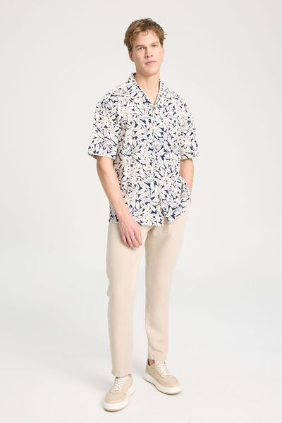 WRANGLER Relaxed Fit Wide Cut Short Sleeve 100% Cotton Navy Blue Shirt