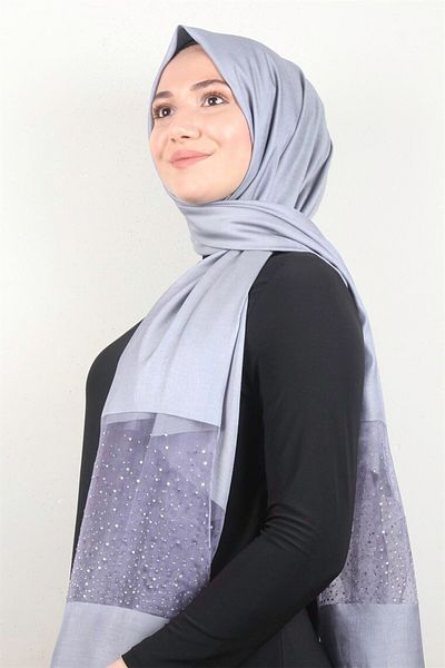 PİRAMİT Stoned Exclusive Shawl 1606-28 Ice Blue