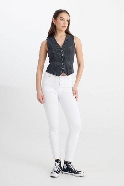 Lee Skinny-Fit-Jeans mit hoher Taille – Skinny-Leg, Forever Fit, Off-White-Jeans