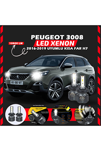 Furens Peugeot 3008 2016-2019 Kısa Far Uyumlu Şimşek Etkili Led Xenon Premium...