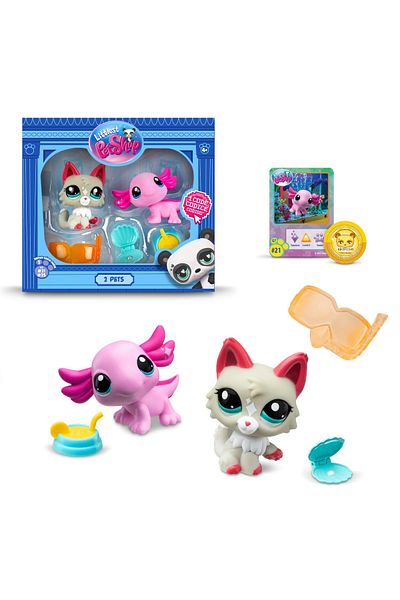 Littlest Pet Shop LPS Minis Littlest Pet Shop - Cat and Aksolotl Set of 2 Figures
