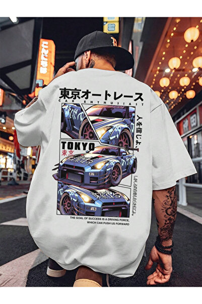Clothify تي شيرت Tokyo Car Back مفصل 100% قطن A++ كبير الحجم مقاس كبير