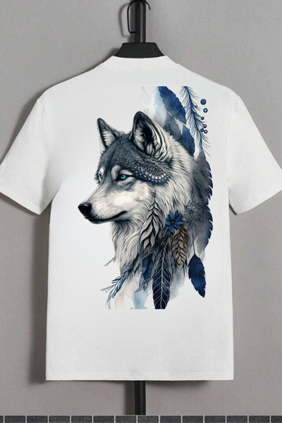 AMMA Gray Wolf Printed Unisex T-shirt - 100% Cotton, Short Sleeve
