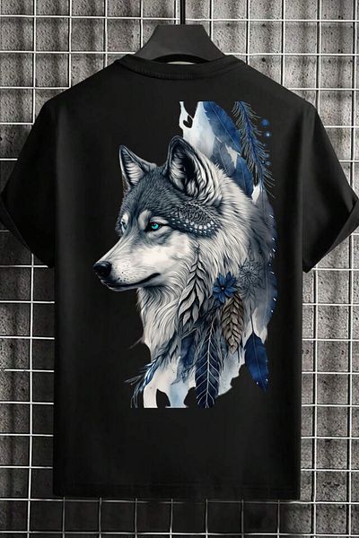 AMMA Gray Wolf Printed Unisex T-shirt - 100% Cotton, Short Sleeve
