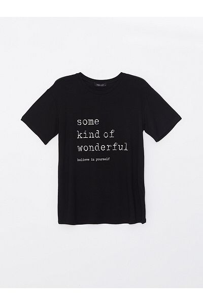 LC Waikiki Γυναικείο T-Shirt LCW - Crew Neck, εμπριμέ, κοντομάνικο
