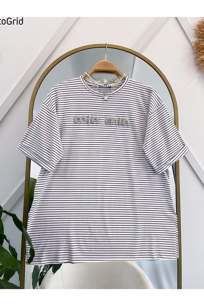 YEDİLALE Tricou cu maneca scurta brodata cu margele