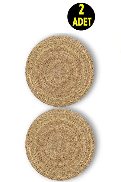 usin قطعتان من أطباق تقديم الطعام الأمريكية المستديرة المصنوعة من الخوص - قاعدة أواني طهي - قاعدة أواني مقاس 35 سم