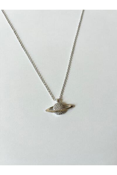 Summer Star Enameled Necklace Saturn Necklace Silver Plated