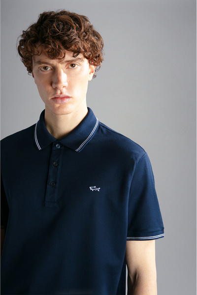 PAUL&SHARK MEN'S KNITTED POLOSHIRT C.WCOTTON