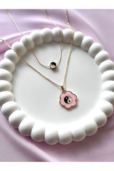 Alexis Carrel Ying Yang Balance Necklace Set - 2-piece Symbol of Harmony and Balance