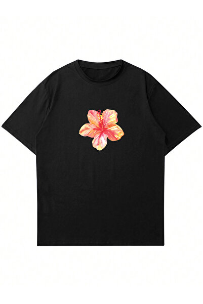 Ginevra Tricou oversize damă din bumbac imprimat hibiscus
