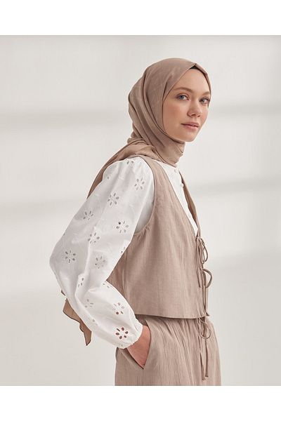 ARMANDA Luxury Patterned Milk Coffee Seher Shawl
