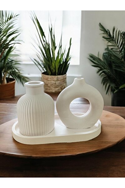 Genel Markalar İkili Vazo Set Ve Sunumluk Tabak