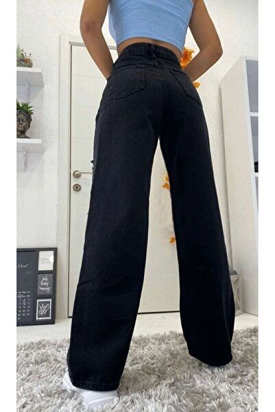 Shield Life Pantaloni negri cu talie înaltă Massi Palazzo Jeans Femei