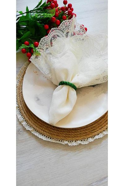 CWolf Green Glitter Velvet 6-Piece Napkin Ring Ring