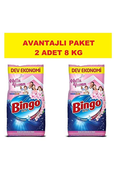 Bingo Matik Mutlu Yuvam Beyazlar Ve Renkliler Için Toz Çamaşır Deterjanı 8 Kg