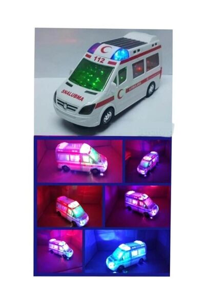 Ailenizin Oyuncakçısı Pilli Ambulans 20cm 3D Işıklı Türkçe Sesli Sirenli Oyuncak Ambulans