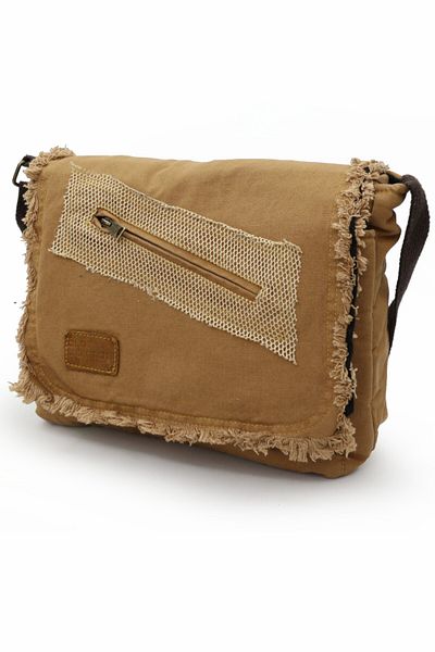 Old Cotton Cargo 7136 - Чанта за лаптоп Robbie Camel за 14 инча, ежедневна, винтидж, от памук и плат