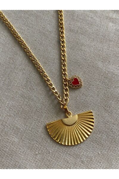 ATELİERGONCA Altın kaplama kalpli yelpaze kolye