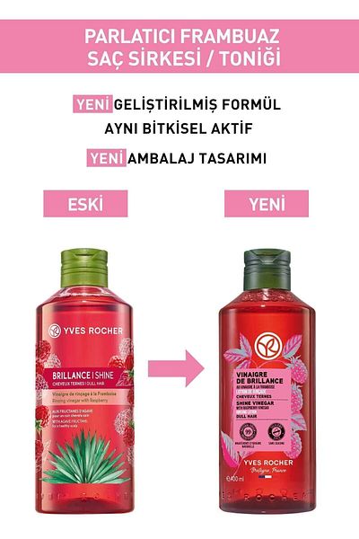 Yves Rocher خل شعر كبير الحجم بلون التوت اللامع من بريلانس - نباتي 400 مل 42448