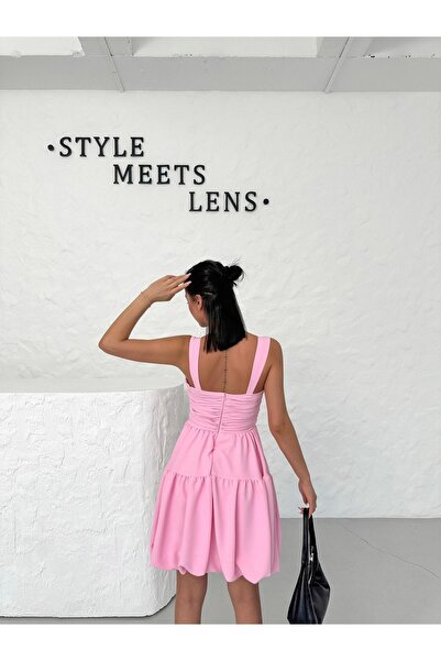 lovebox Kalın Askılı Eteği Balon Mini Boy Mezuniyet & Abiye & Balo  Kadın Elbise ERL 001