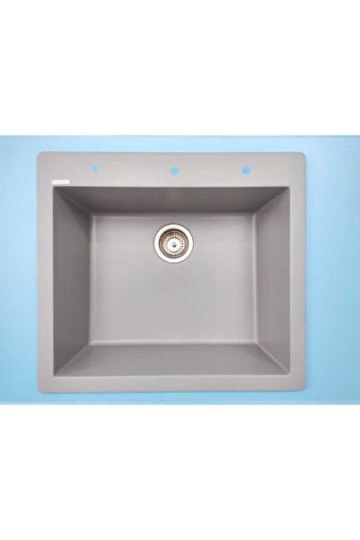 Renk Evye Tek Gözlü Kare Tezgah Üstü Evye50x40(57×50)Metalıc GRİ