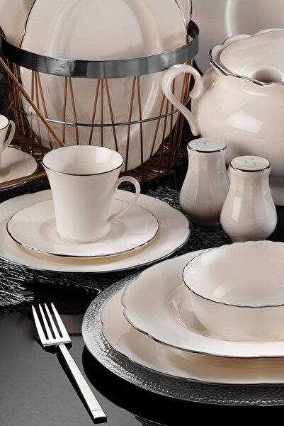 Kütahya Porselen Bone Olympos Deep Plate 23 cm Platinum