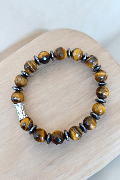 MGA DOĞAL TAŞ سوار عين النمر بطول 10 ملم - سوار حجري كبير