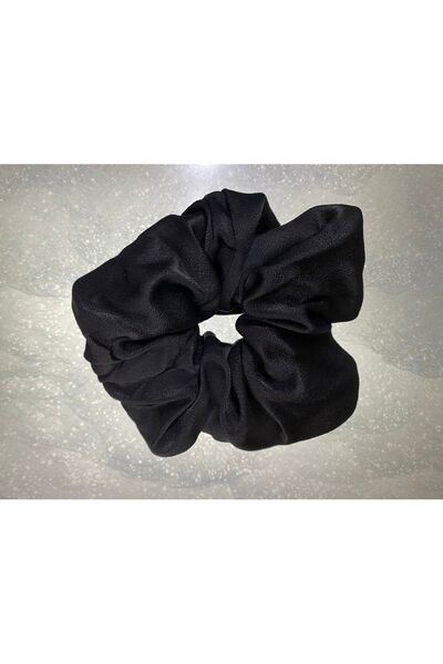 MOIS ACS Siyah Saten Kumaş Lastikli Kadın Simit Saç Tokası Hediye