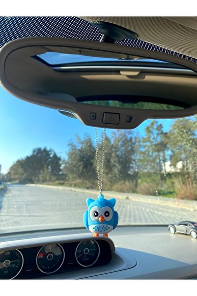 S&E TASARIM زخرفة الرؤية الخلفية للسيارة البومة الزرقاء الصغيرة الحد الأدنى ز...