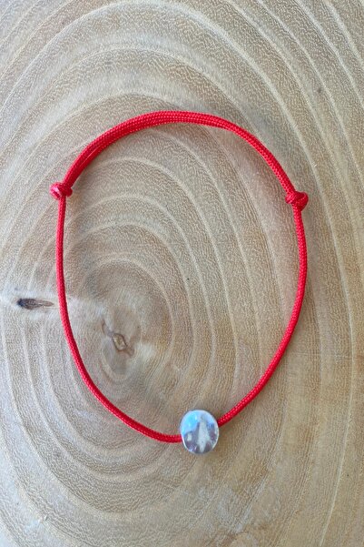 Shepidi Kırmızı ip gümüş  obje şans bilekliği