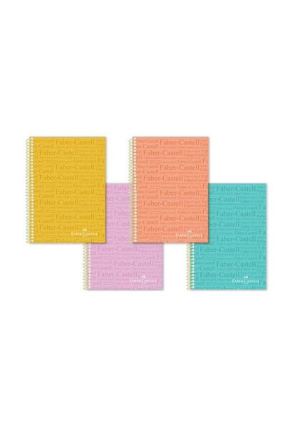 Faber Castell 120 Sheets Checkered 4 Pieces Pastel Colored A4 Notebook